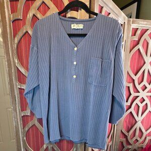 Eddie Bauer Ribbed Knit Cotton V neck Tee